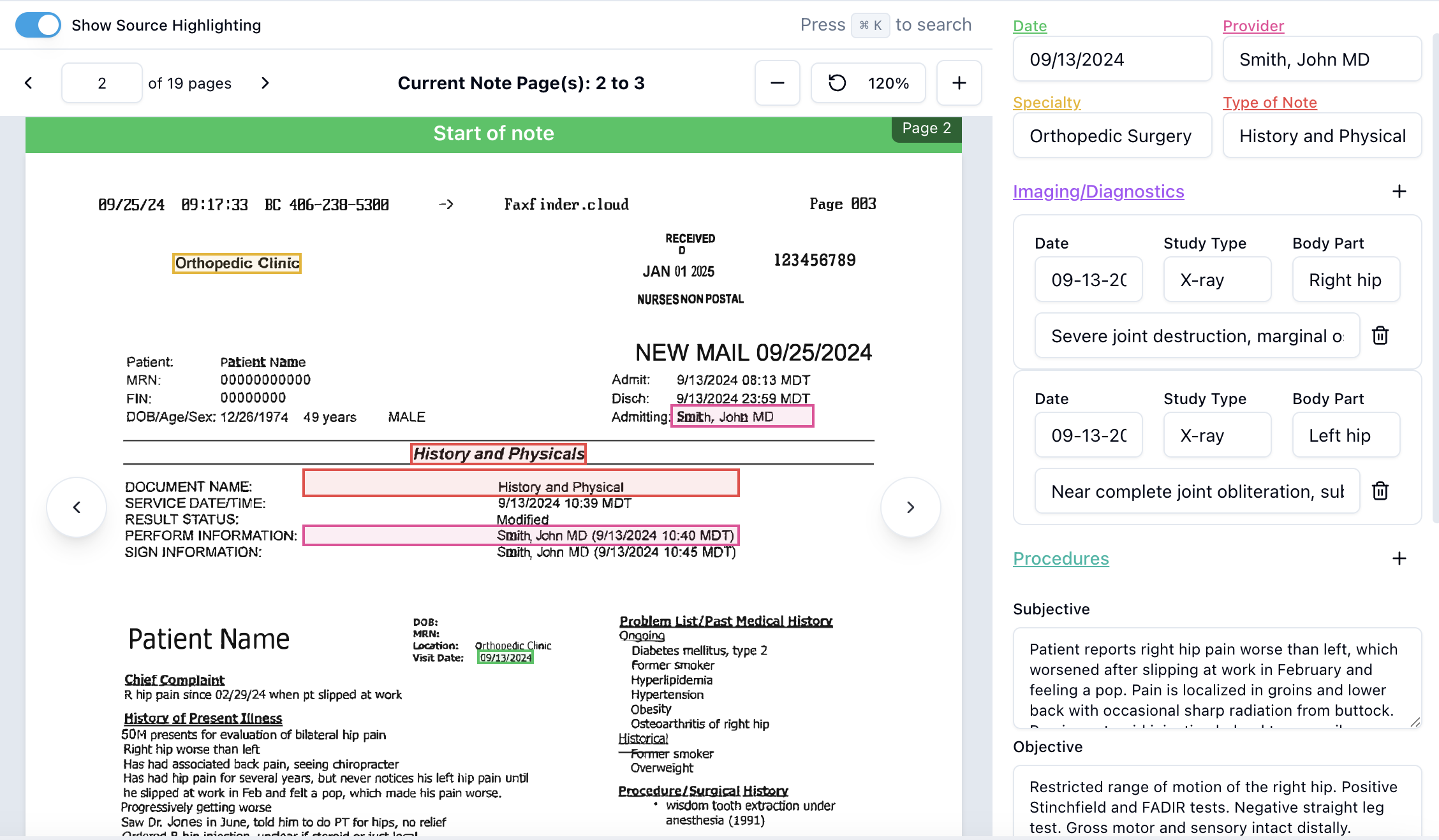 Zoomed Medical Note